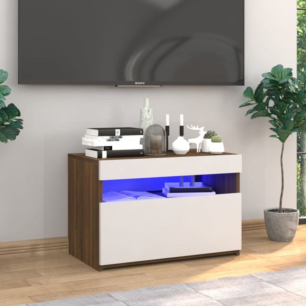 Vidaxl TV skrinka s LED svetlami hnedý dub 60x35x40 cm